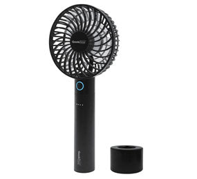 Geek Aire 2600mA Power Bank Fan, Rechargeable Mini Personal Handheld Fan, Lithium-ion Battery, Charging Dock, 5 Speed Settings, Cordless, for Household Office Traveling Outdoor, Charcoal Black